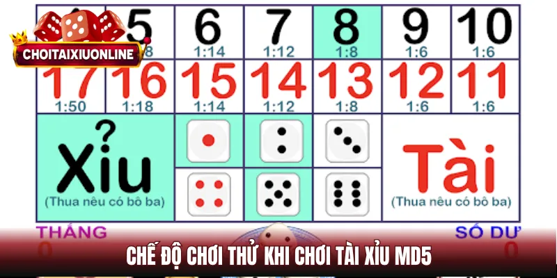 Chế độ chơi thử khi chơi tài xỉu MD5